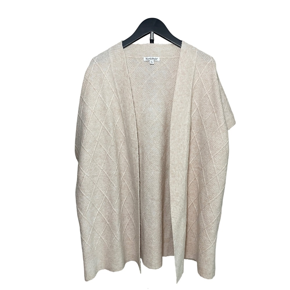 Beige Cardigan Vest Women's XL NorthStyle Cozy Knit Wool Blend Cottagecore